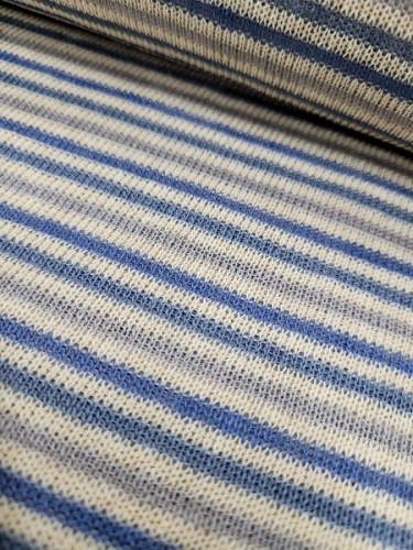 Italienische Baumwoll-Leinen blau/grau gestreift